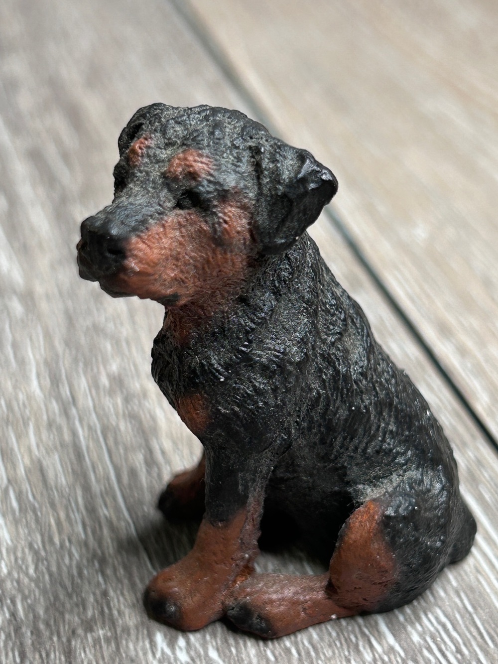 Vintage Mini Dog Figurine • Resin Rottweiler Style • Collectible Small Decor